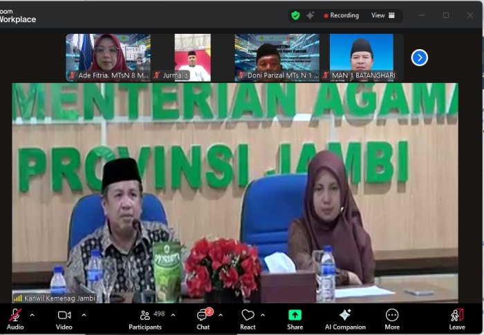 Guru MTsN 8 Muaro Jambi Ikuti Zoom Meeting Pembangunan Karakter Integritas