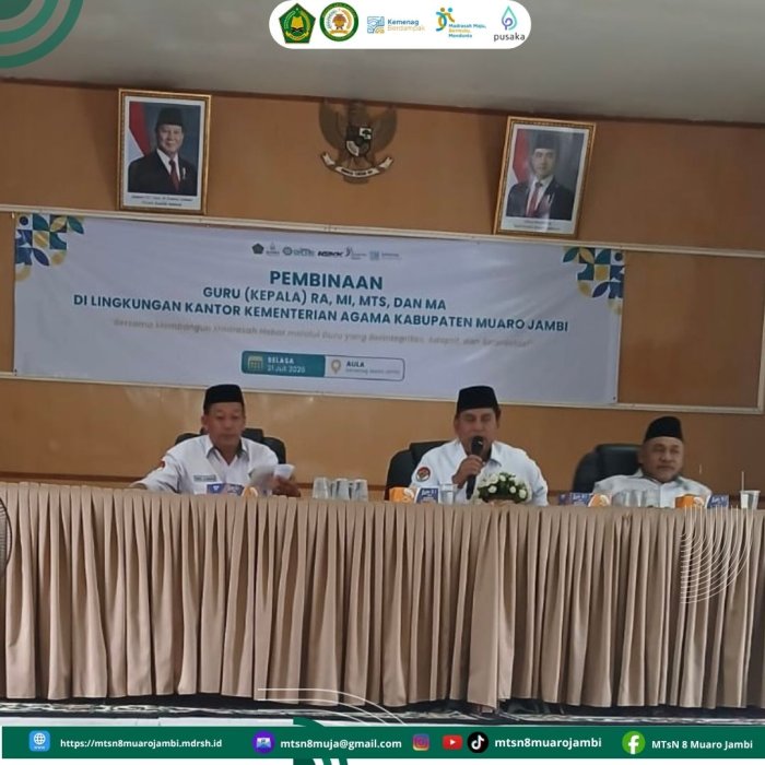 Perkuat Integritas dan Kualitas Layanan, Kepala MTsN 8 Muaro Jambi Hadiri Pembinaan Kepala Madrasah