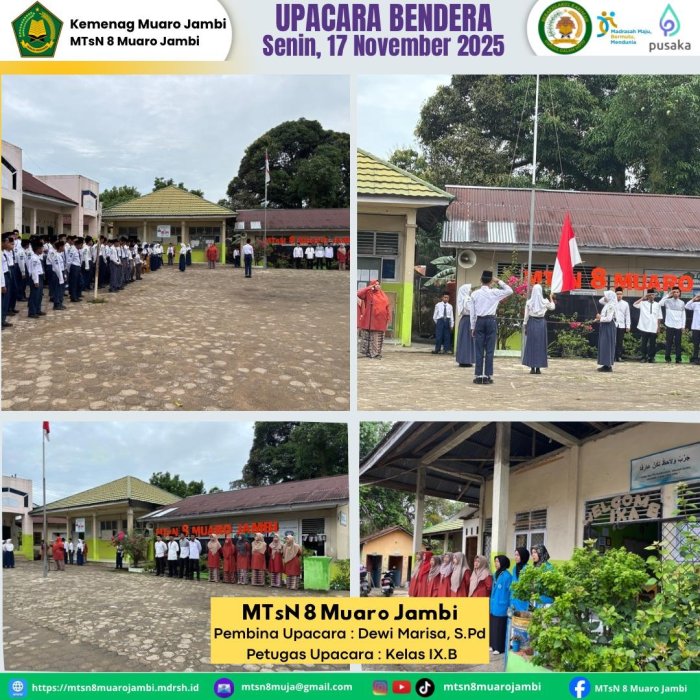 Upacara Bendera MTsN 8 Muaro Jambi Berlangsung Khidmat pada Senin, 17 November 2025