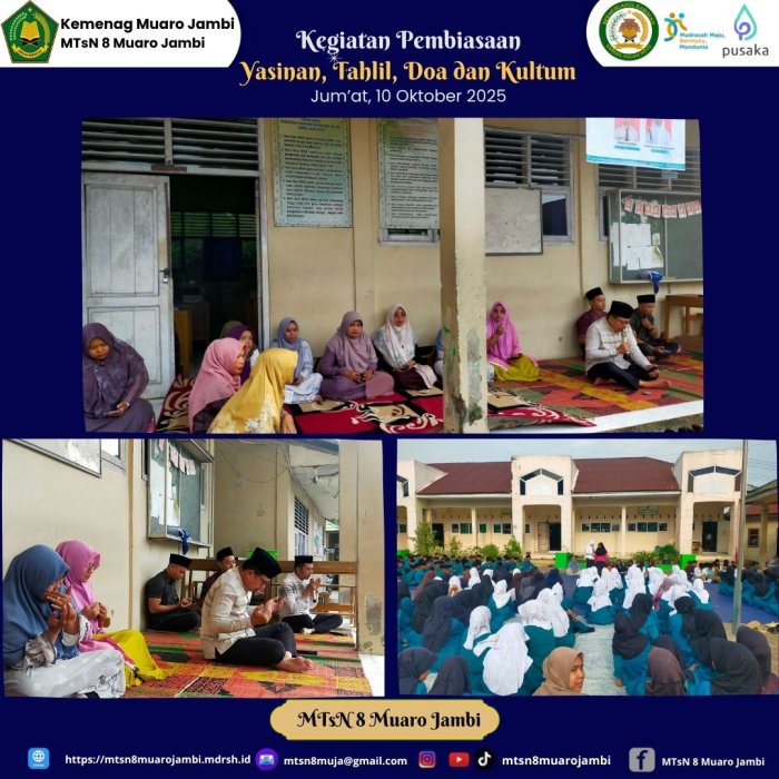 Jumat Berkah, Kegiatan Pembacaan Yasin MTsN 8 Muaro Jambi Dipimpin Langsung oleh Kepala Madrasah
