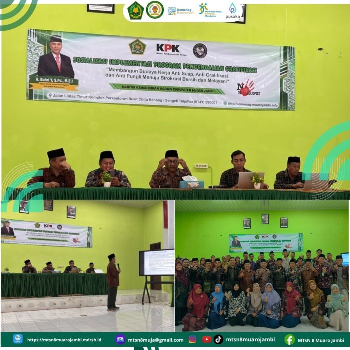 Tingkatkan Integritas ASN, Perwakilan MTsN 8 Muaro Jambi Ikuti Sosialisasi Program Pengendalian Gratifikasi