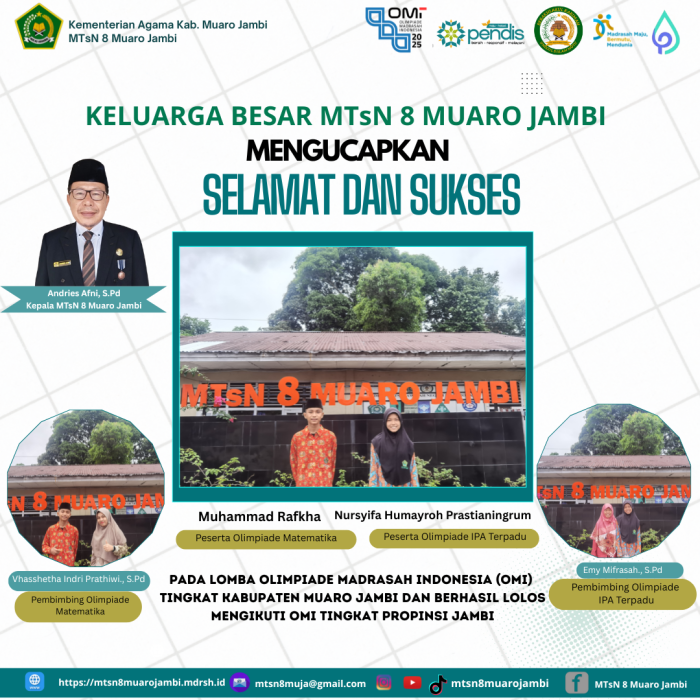 2 Siswa MTsN 8 Muaro Jambi Lolos Olimpiade Madrasah Indonesia (OMI) Tingkat Provinsi