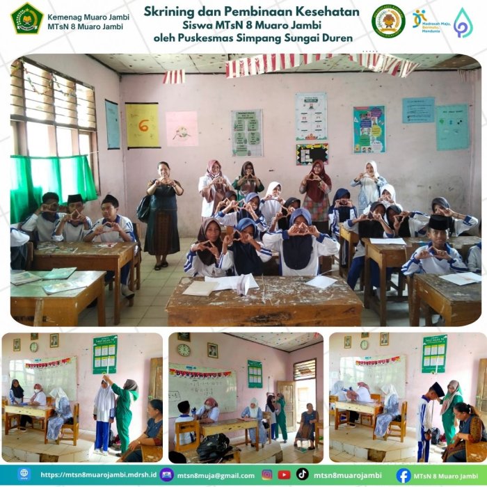 Skrining dan Pembinaan Kesehatan Siswa MTsN 8 Muaro Jambi oleh Puskesmas Simpang Sungai Duren