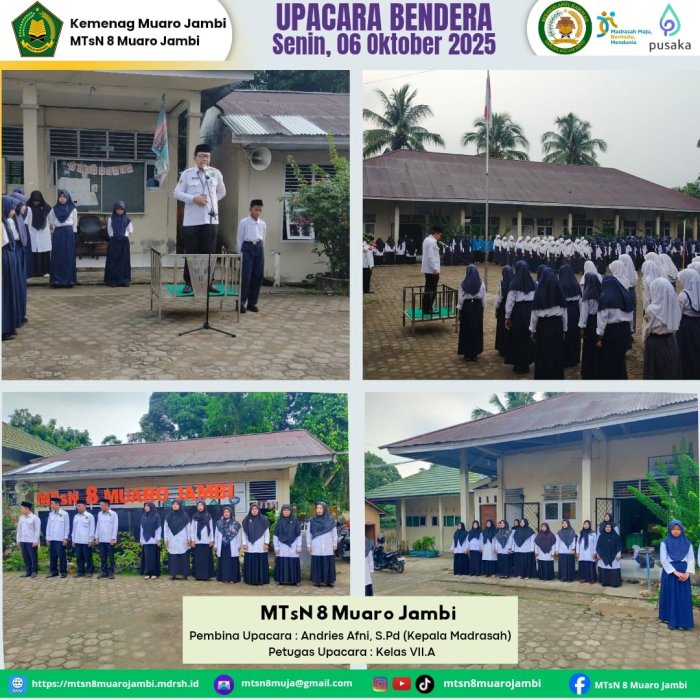 Kepala MTsN 8 Muaro Jambi Tekankan Disiplin dalam Upacara Bendera