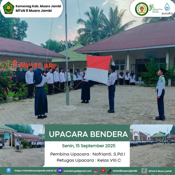 MTsN 8 Muaro Jambi Gelar Upacara Bendera, Pembina Tekankan Pentingnya Ikrar Siswa