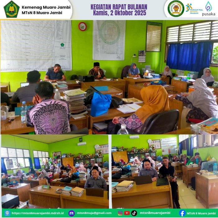 MTsN 8 Muaro Jambi Gelar Rapat Bulanan Bahas Evaluasi kinerja selama tiga bulan