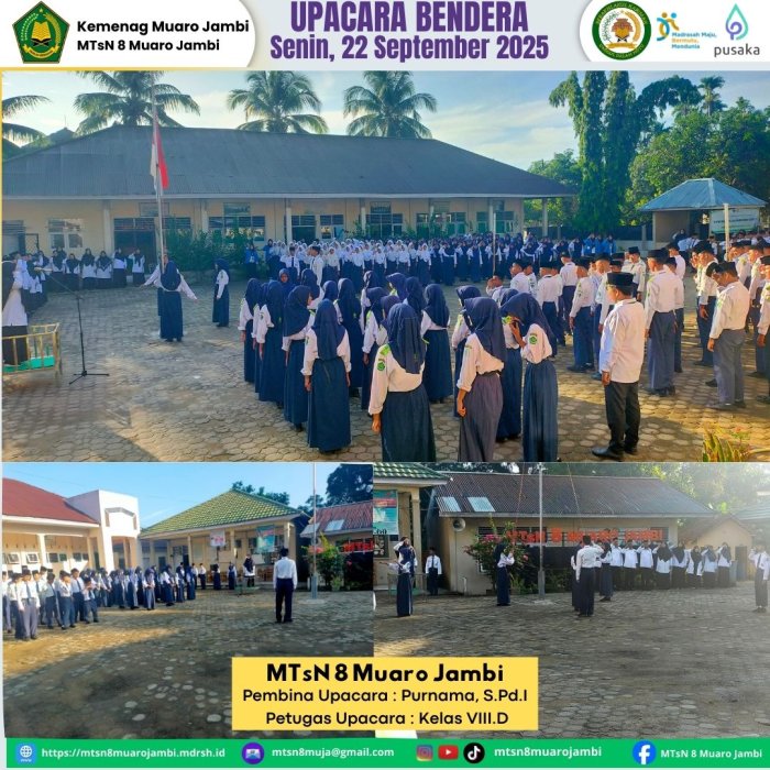 MTsN 8 Muaro Jambi Gelar Upacara Bendera, Pembina Tekankan Pentingnya Tanggung Jawab