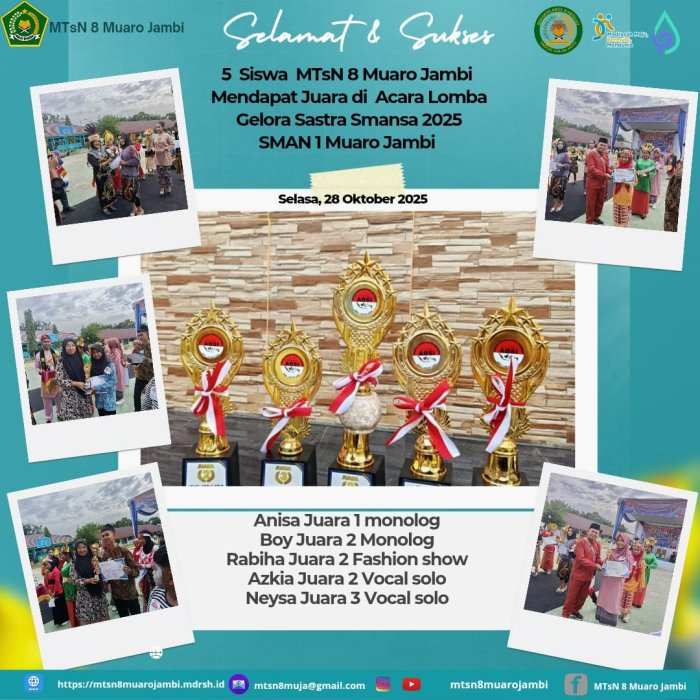 Siswa MTsN 8 Muaro Jambi Raih Prestasi di Gelora Sastra Smansa 2025