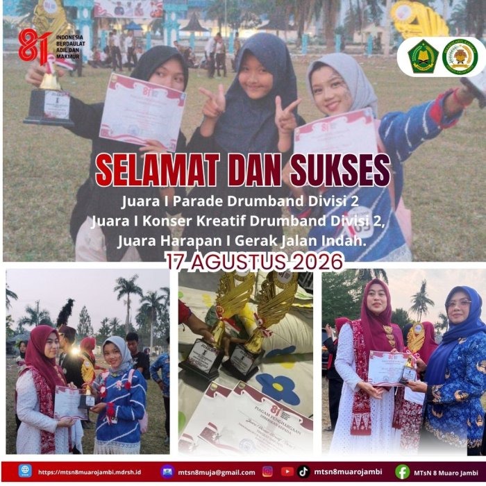 MTsN 8 Muaro Jambi Borong Juara pada Perayaan HUT RI ke-81 Tingkat Kecamatan Jambi Luar Kota MTsN 8 Muaro Jambi Borong Juara pada Perayaan HUT RI ke-81 Tingkat Kecamatan Jambi Luar Kota