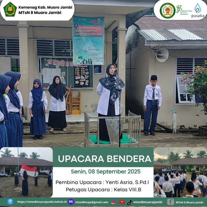 Upacara Bendera Senin MTsN 8 Muaro Jambi: Tekankan Pentingnya Disiplin