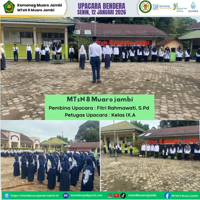 Upacara Bendera MTsN 8 Muaro Jambi Tekankan Kesiapan Kelas IX Hadapi Akhir Tahun Ajaran