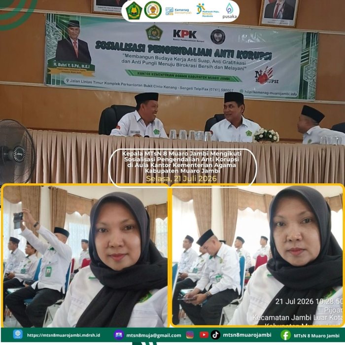 Perkuat Integritas dan Transparansi, Kepala MTsN 8 Muaro Jambi Ikuti Sosialisasi Pengendalian Gratifikasi Tahun 2026 Perkuat Integritas dan Transparansi, Kepala MTsN 8 Muaro Jambi Ikuti Sosialisasi Pengendalian Gratifikasi Tahun 2026